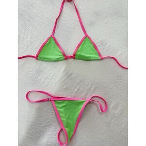 Neon Dream Lime & Pink Micro Bikini Set Size Small